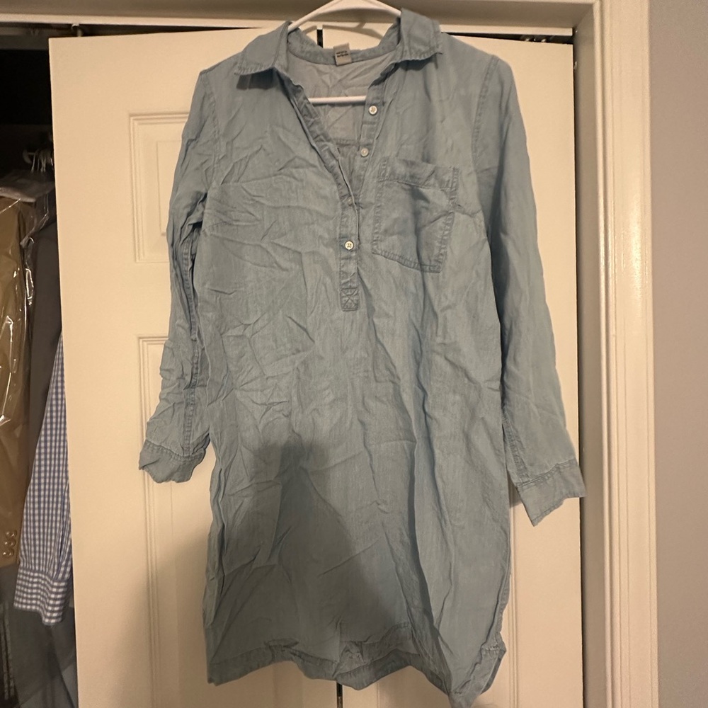 Light Blue Long Sleeve Shirt Dress